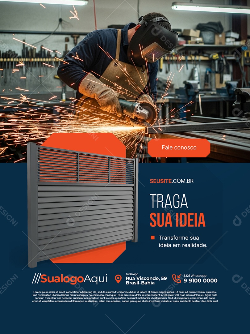 Serralheria Traga Sua Ideia Social Media PSD Editável