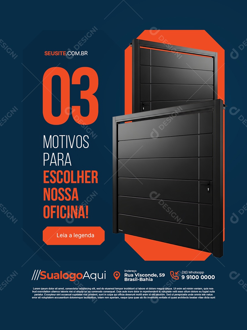 Serralheria Três Motivos para Escolher Nossa Oficina Social Media PSD Editáveld