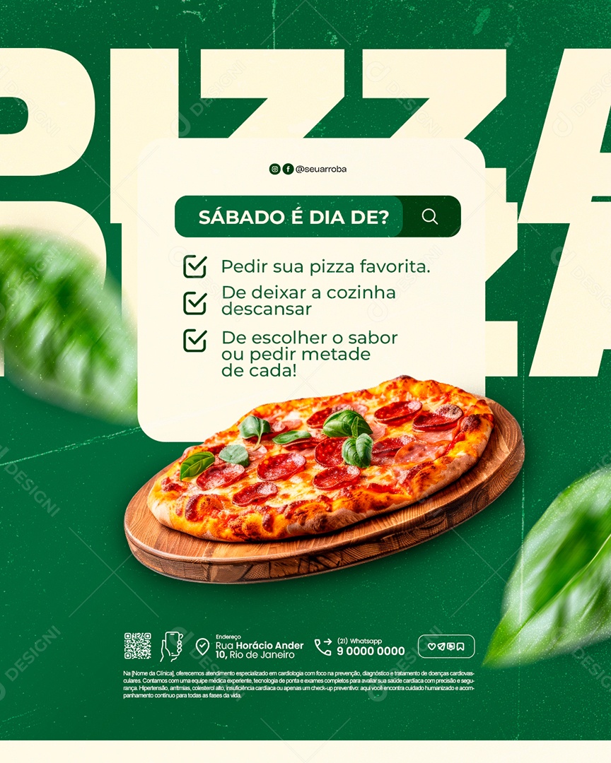 Pizzaria Sábado é Dia de Pizza Social Media PSD Editável