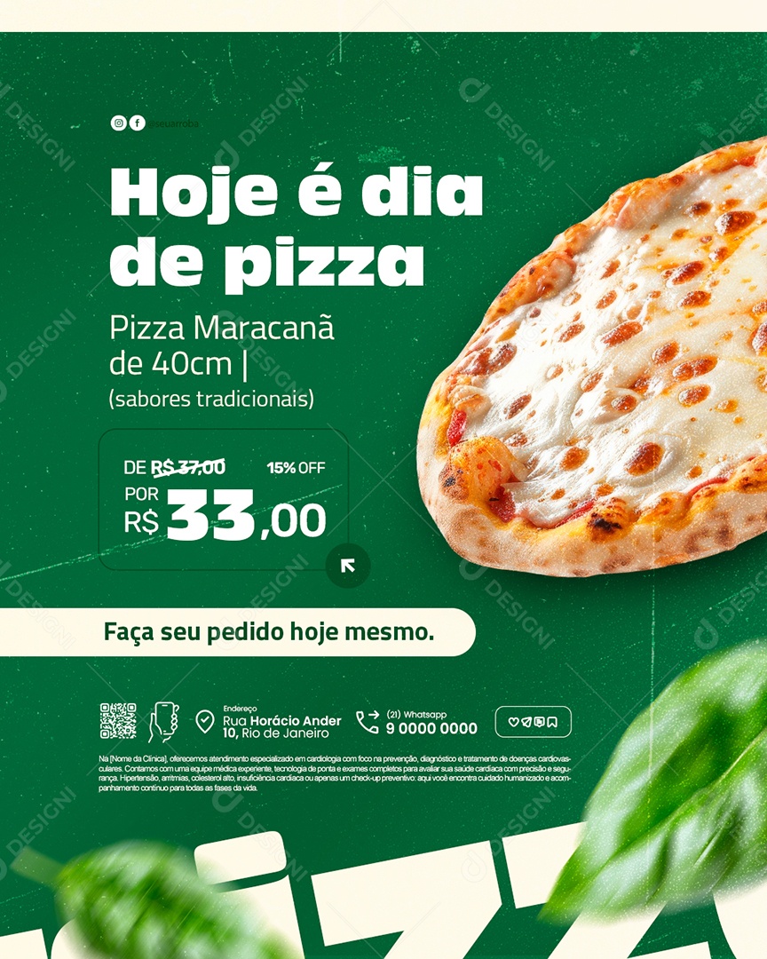Pizzaria Hoje é Dia de Pizza Social Media PSD Editável