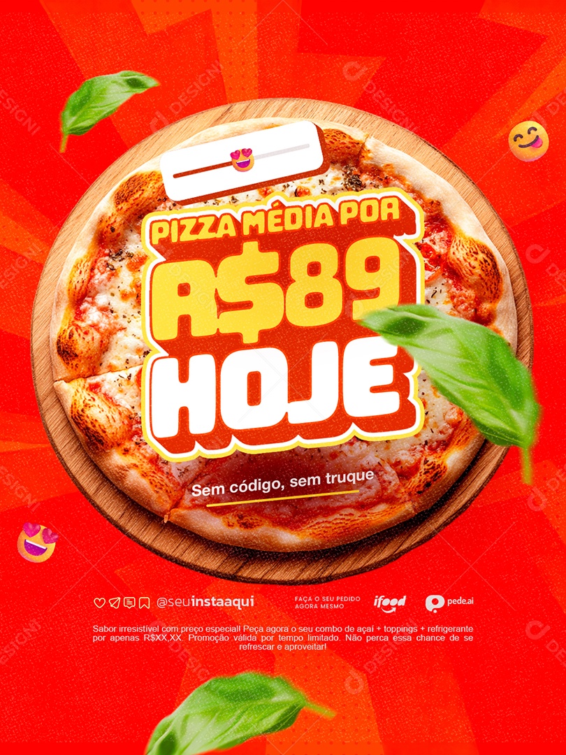 Pizzaria Pizza Média Por Hoje Social Media PSD Editável