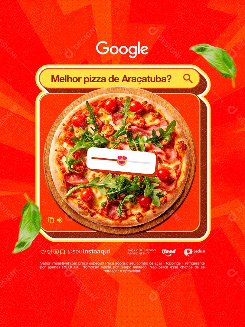 Pizzaria Melhor Pizza de Araçatuba Social Media PSD Editável