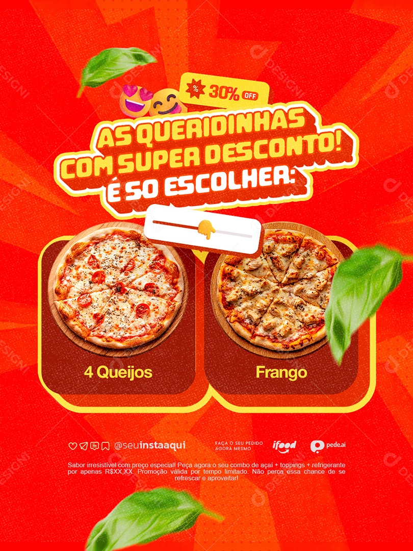 Pizzaria As Queridinhas com Super Desconto Social Media PSD Editável