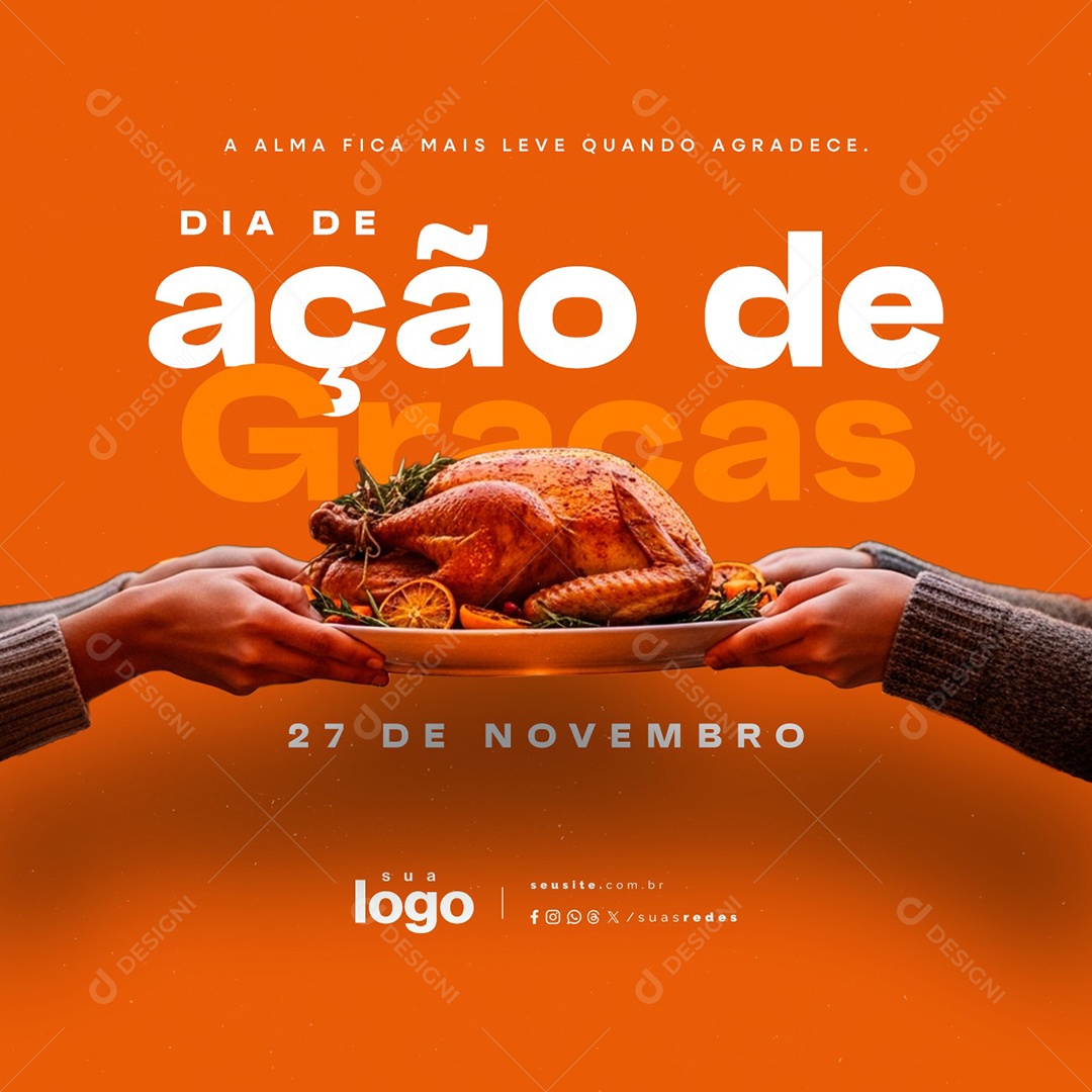 Dia de Ação de Graça 27 de Novembro Social Media PSD Editável