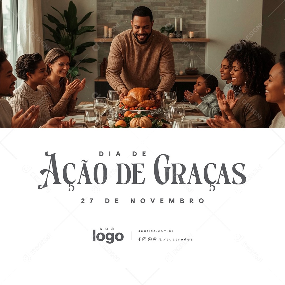 Dia de Ação de Graça 27 de Novembro Social Media PSD Editável