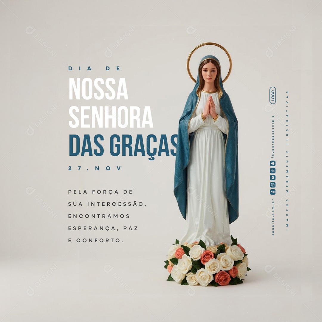 Dia de Nossa Senhora das Graças 27 de Novembro Social Media PSD Editável