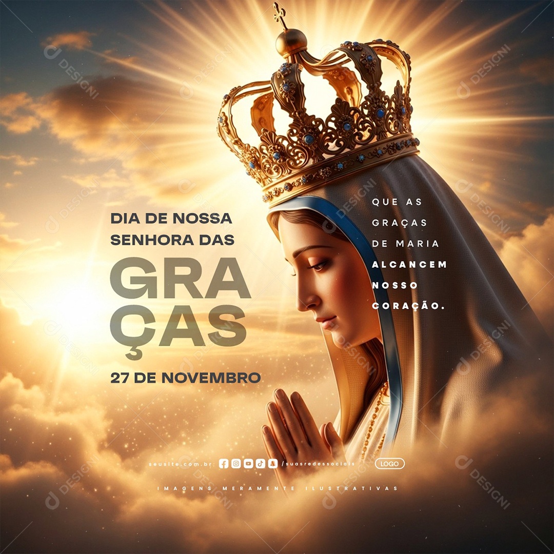 Dia de Nossa Senhora das Graças 27 de Novembro Social Media PSD Editável