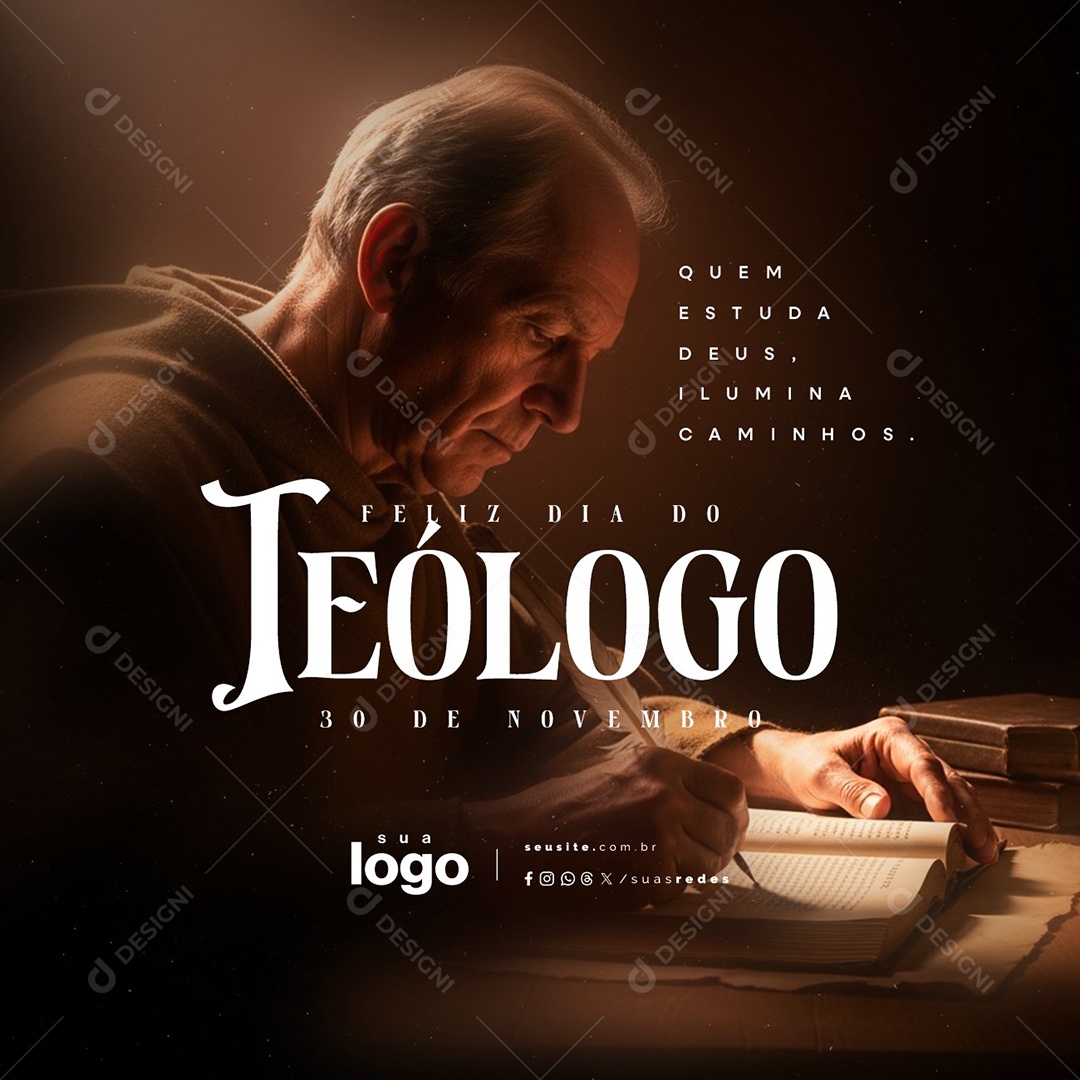 Feliz Dia do Teólogo 30 de Novembro Social Media PSD Editável