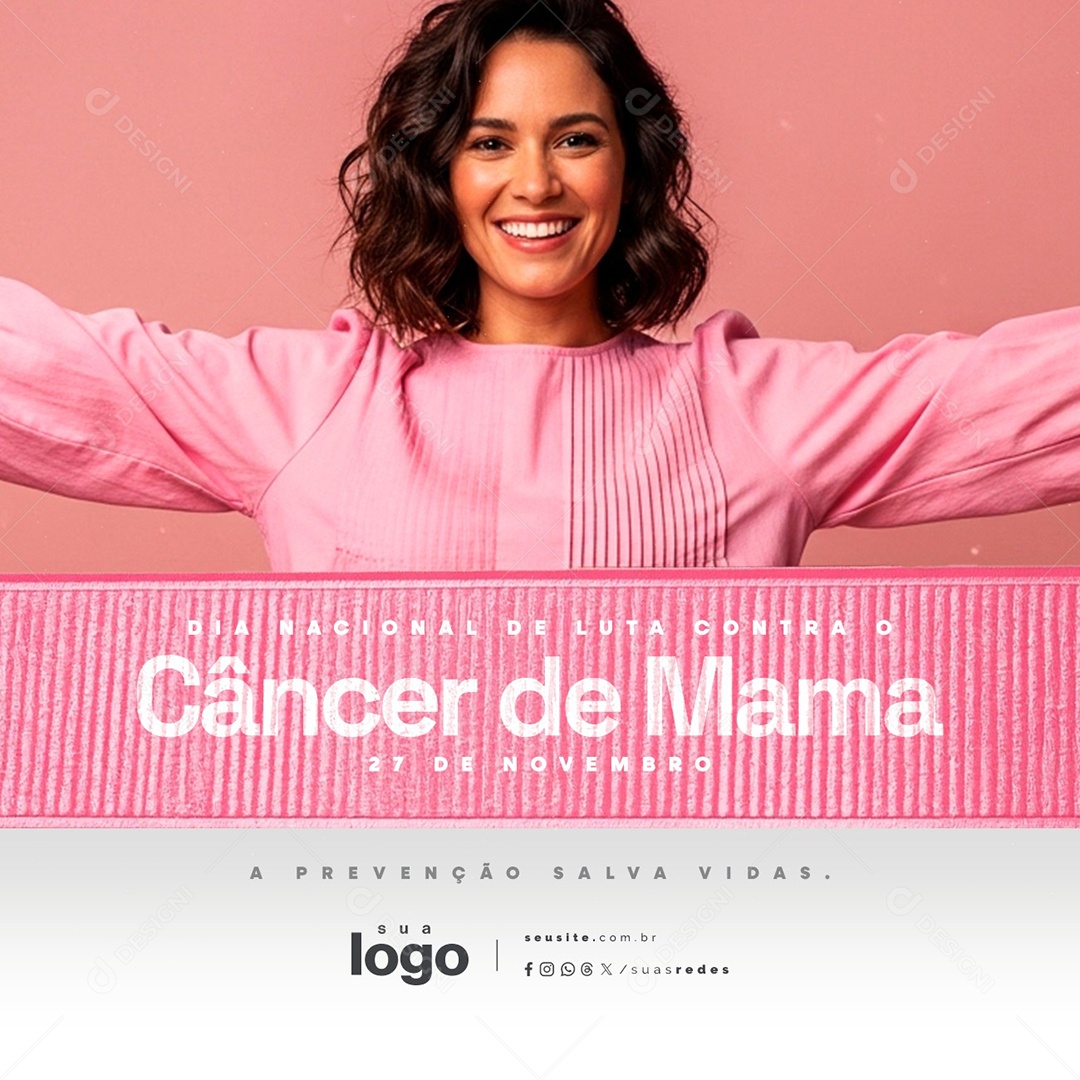 Dia Nacional de Luta Contra o Câncer de Mama 27 de Novembro Social Media PSD Editável