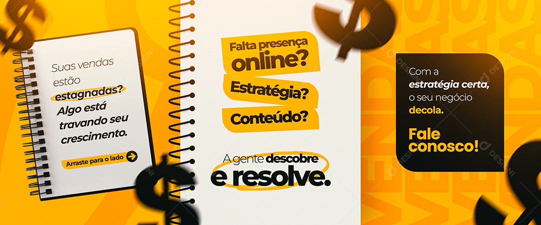 Agência de Marketing Digital Suas Vendas Estão PSD Editável