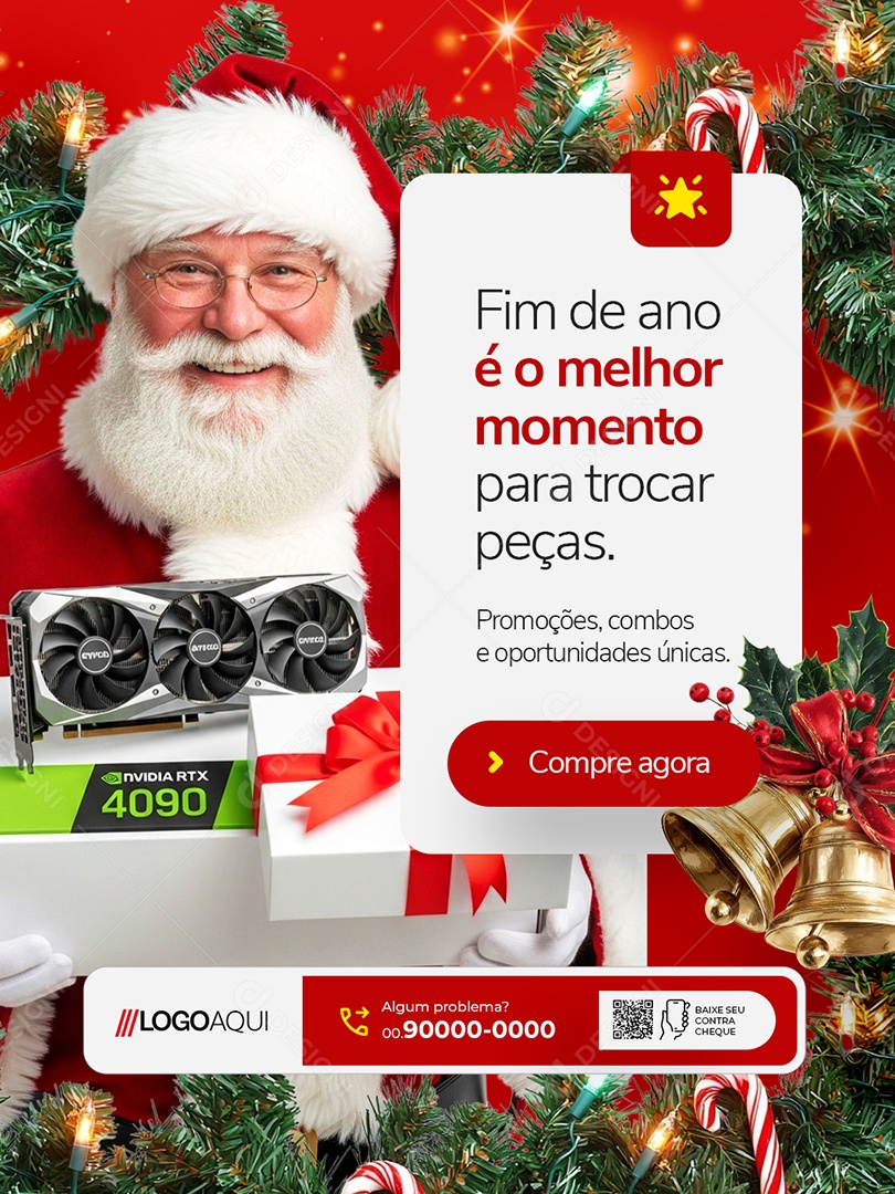 Informática Natal Fim de Ano é o Melhor Momento Social Media PSD Editável