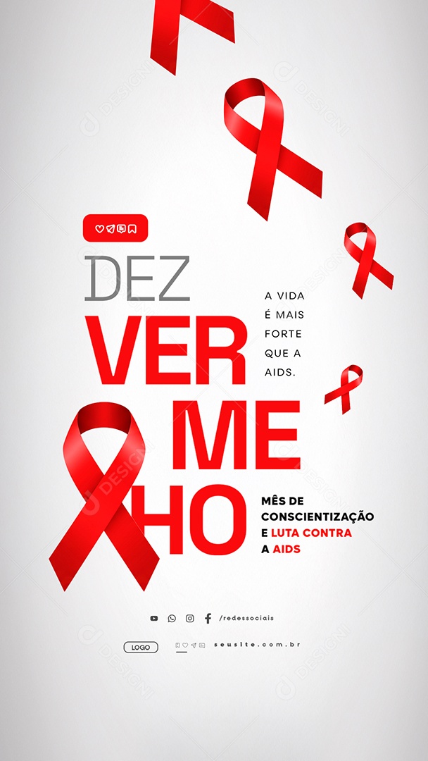 Story Dezembro Vermelho Mês de Conscientização e Luta Contra a Aids Social Media PSD Editável