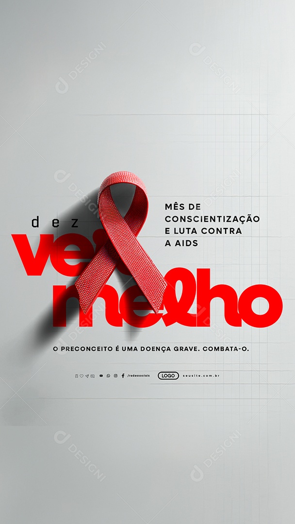 Story Dezembro Vermelho Mês de Conscientização e Luta Contra a Aids Social Media PSD Editável