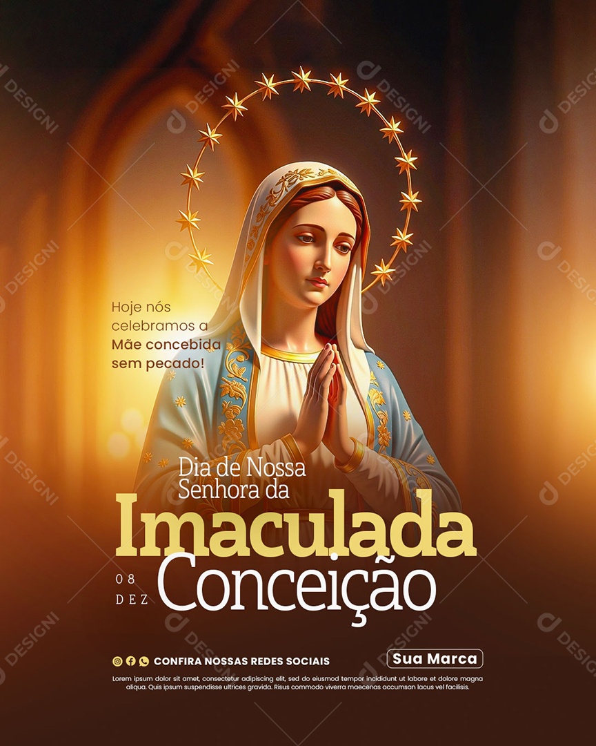 Dia de Nossa Senhora Da Imaculada Conceição 8 de Dezembro Social Media PSD Editável