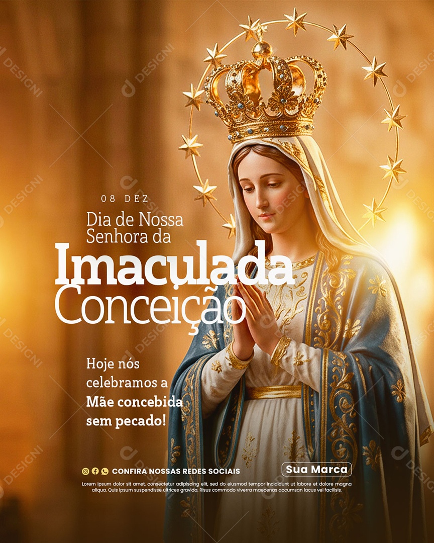 Dia de Nossa Senhora Da Imaculada Conceição 8 de Dezembro Social Media PSD Editável