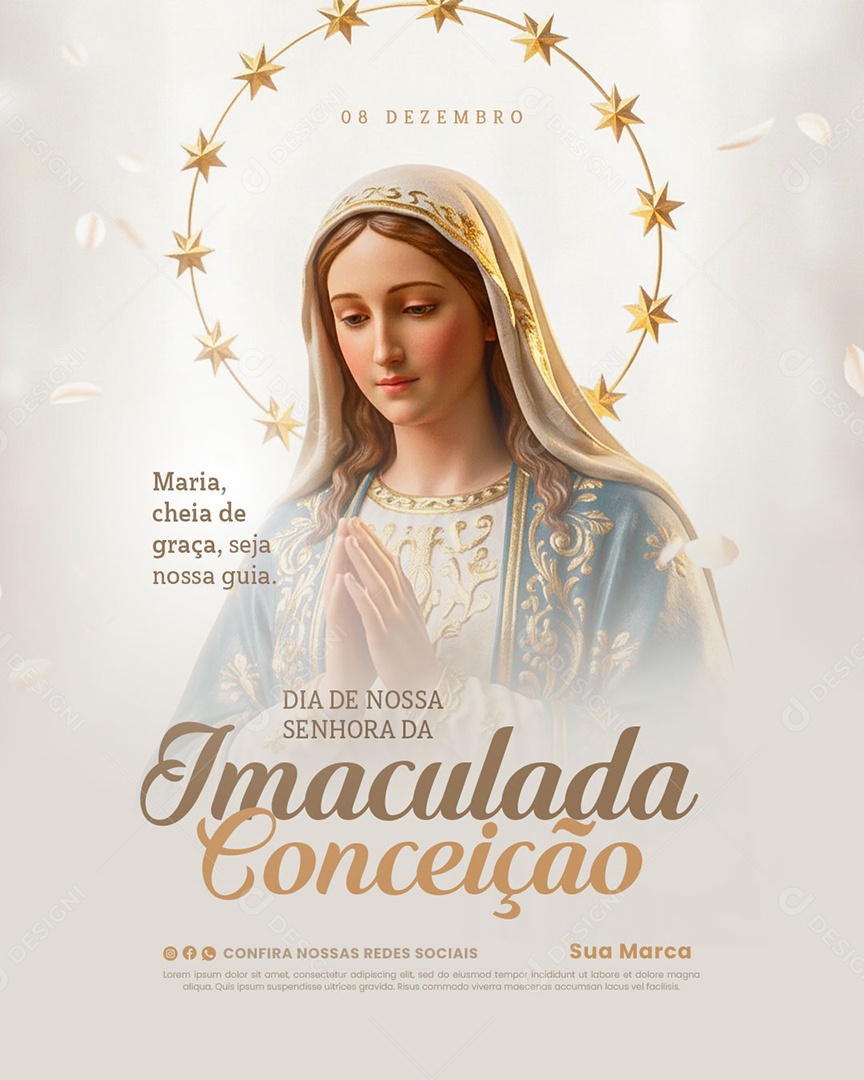 Dia de Nossa Senhora Da Imaculada Conceição 8 de Dezembro Social Media PSD Editável