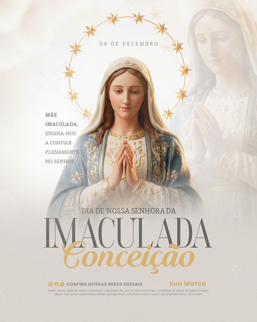 Dia de Nossa Senhora Da Imaculada Conceição 8 de Dezembro Social Media PSD Editável