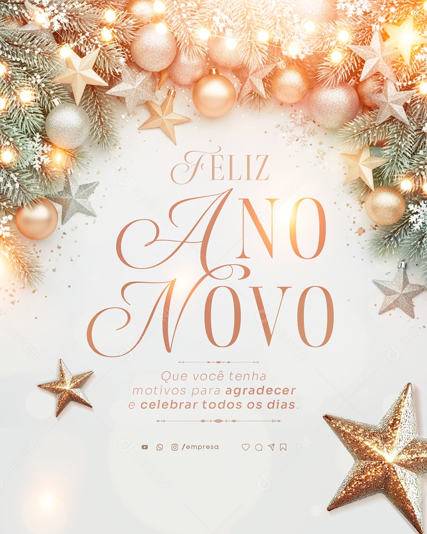 Feliz Ano Novo 2026 01 de Janeiro Social Media PSD Editável