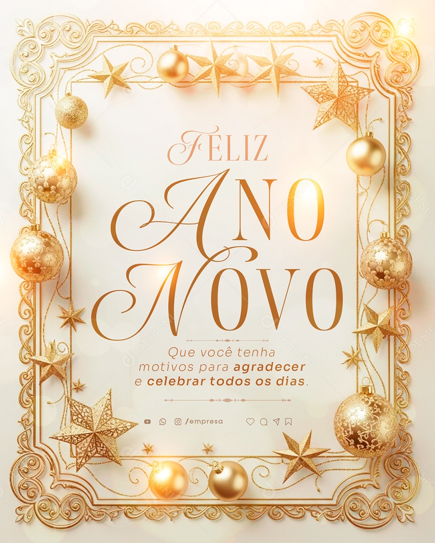 Feliz Ano Novo 2026 01 de Janeiro Social Media PSD Editável