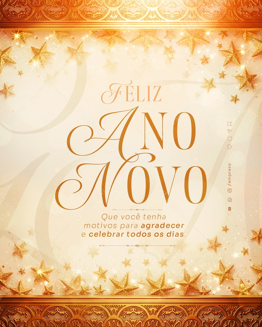 Feliz Ano Novo 2026 01 de Janeiro Social Media PSD Editável