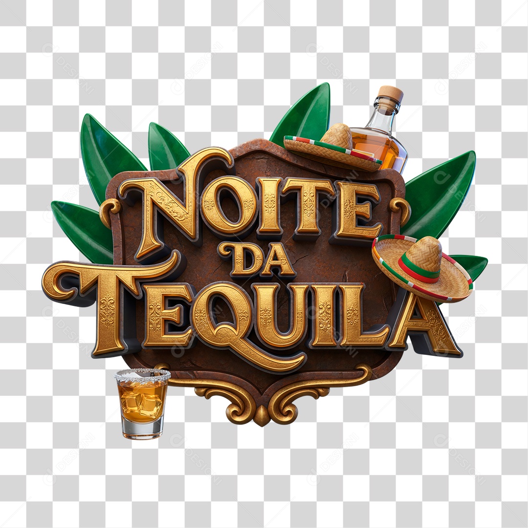 Selo 3D Noite de Tequila PNG Transparente