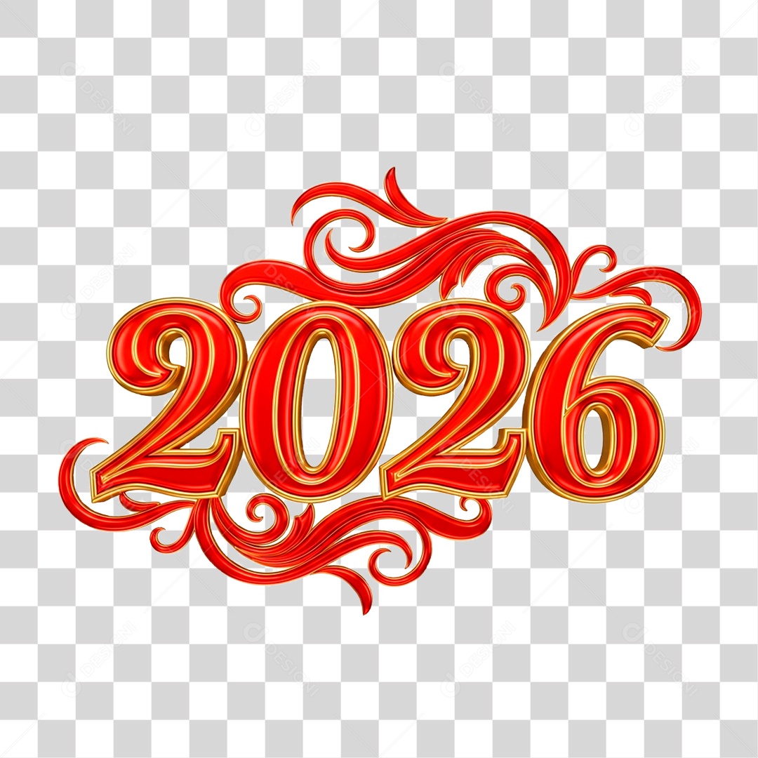 Selo 3D 2026 PNG Transparente