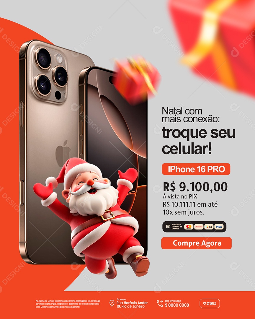 Ofertas de Natal Loja de Celulares Natal com Mais Conexão Troque Seu Celular Social Media PSD Editável