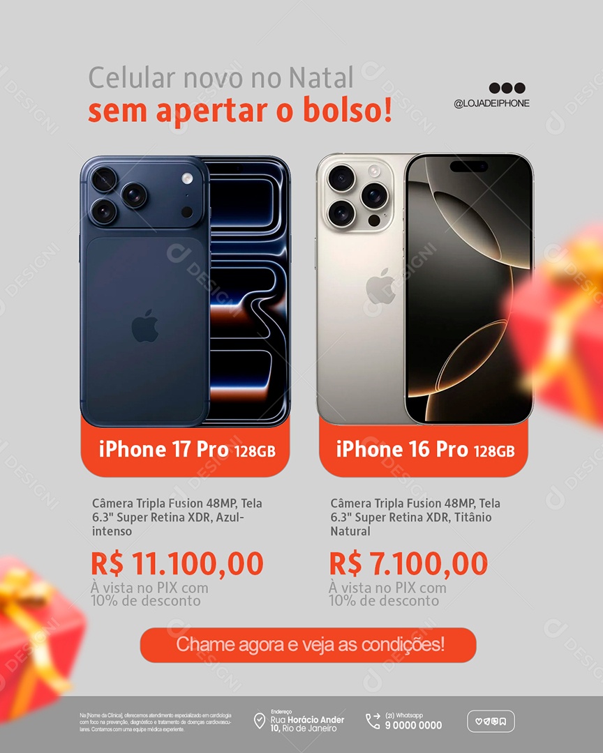 Ofertas de Natal Loja de Celulares Celular Novo no Natal Sem Aperta o Bolso Social Media PSD Editável