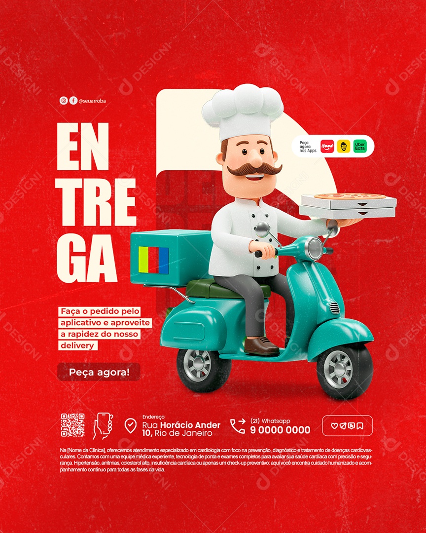 Delivery Entrega Faça o Pedido Pelo Aplicativo Social Media PSD Editável