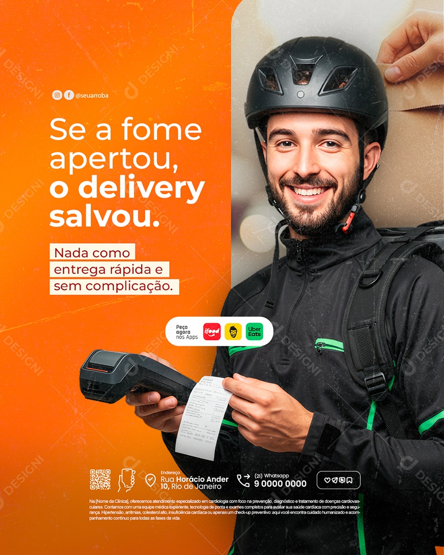 Delivery Se a Fome Apertou o Delivery Salvou Social Media PSD Editável