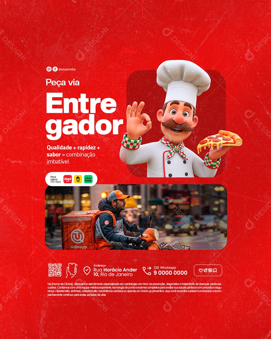 Delivery Peça Via Entregador Social Media PSD Editável