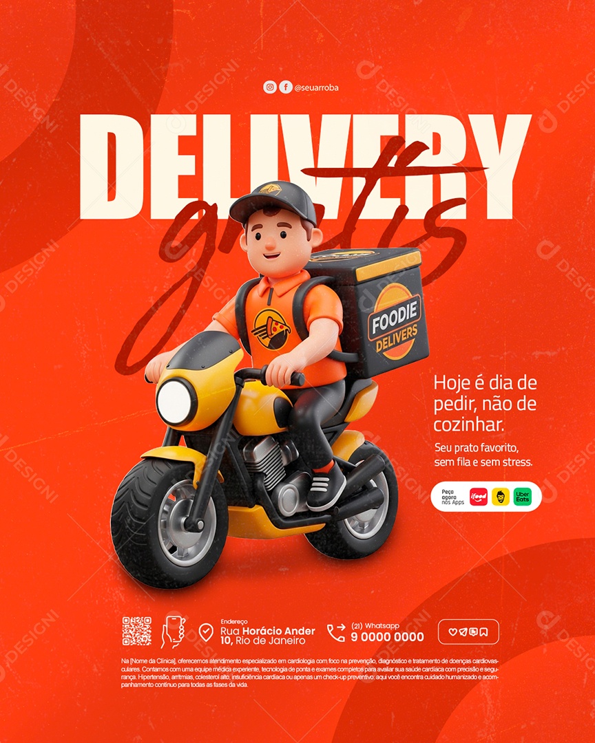 Delivery Grátis Hoje é Dia de Pedir Social Media PSD Editável