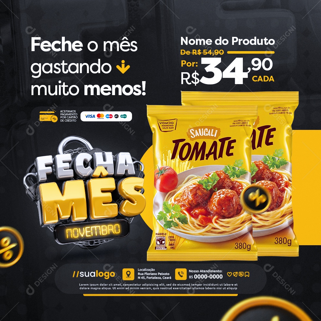 Fecha Mês Novembro Supermercado Produto Social Media PSD Editável