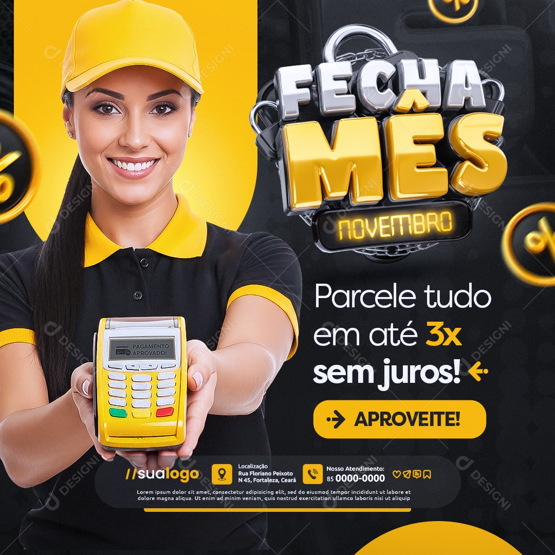 Fecha Mês Novembro Supermercado Parcele Tudo Social Media PSD Editável