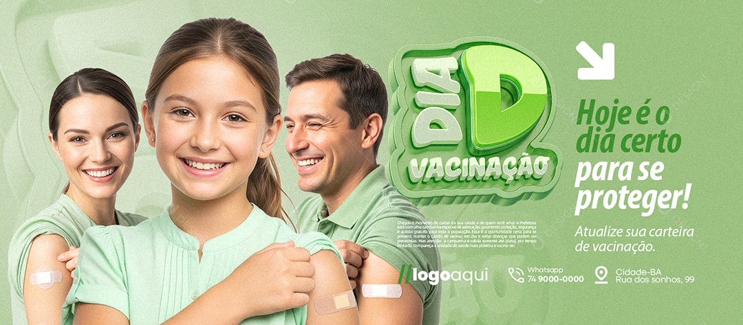 Banner Dia de Vacinação Hoje é o Dia Certo para Se Proteger Social Media PSD Editável