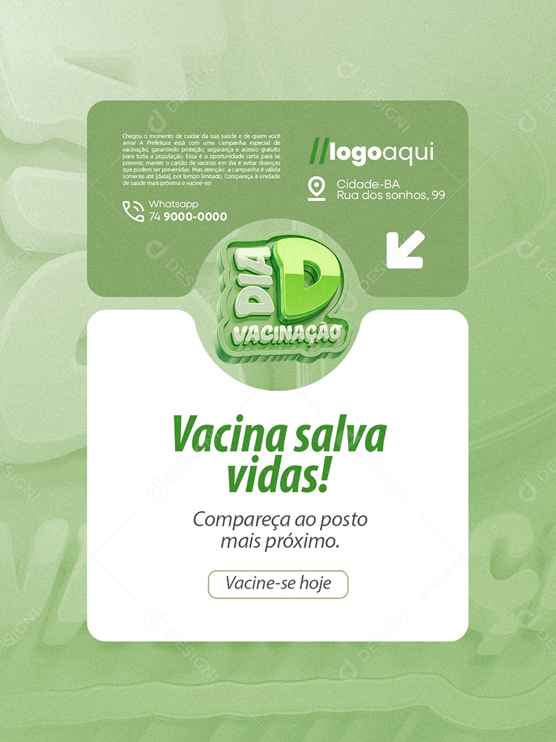 Dia de Vacinação Vacina Salva Vidas Social Media PSD Editável