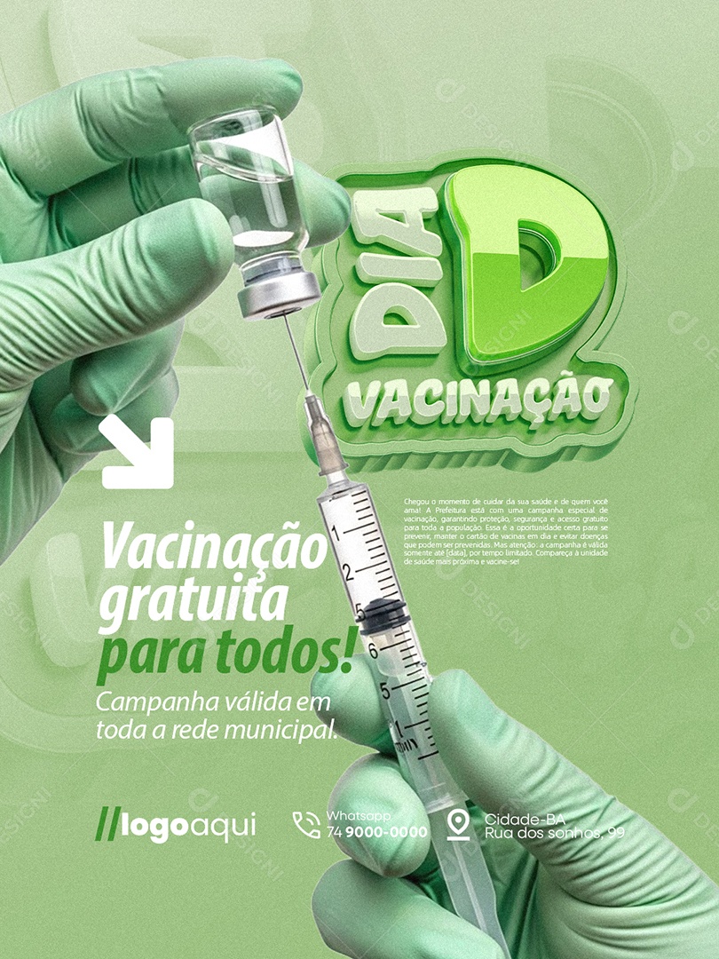 Dia D Vacinação Gratuita para Todos Social Media PSD Editável