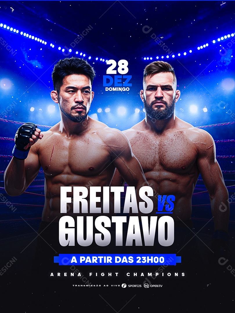 Campeonato Arena Fight Champions Freitas VS Gustavo Social Media PSD Editável