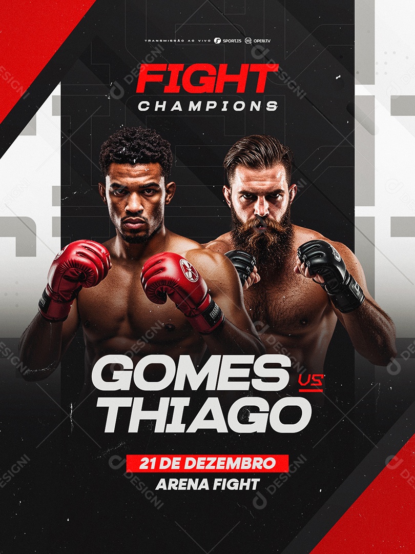 Campeonato Fight Champions Gomes VS Thiago Social Media PSD Editável