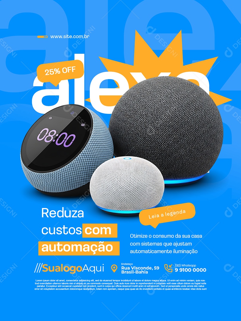 Automação Casa Inteligente Alexa Reduza Custos com Automação Social Media PSD Editável