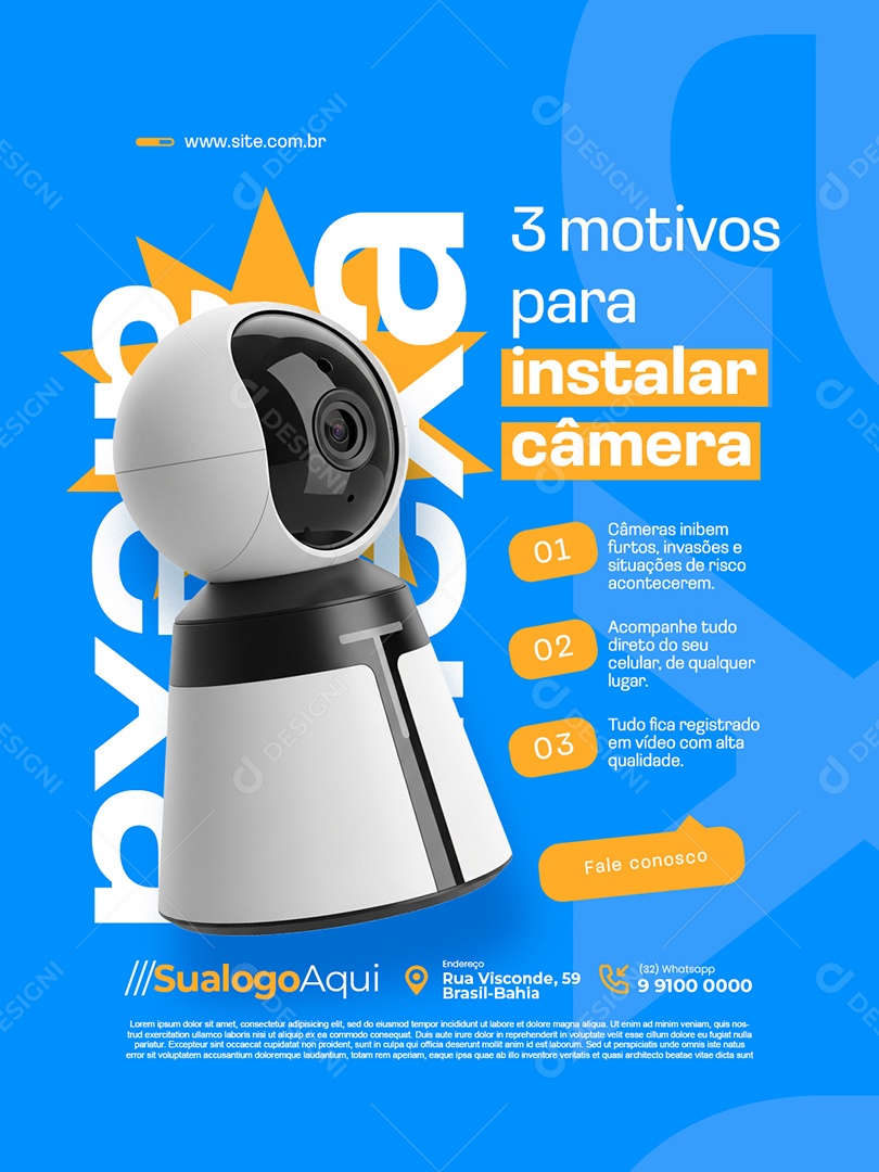 Automação Casa Inteligente Três Motivos para Instalar Câmera Social Media PSD Editável