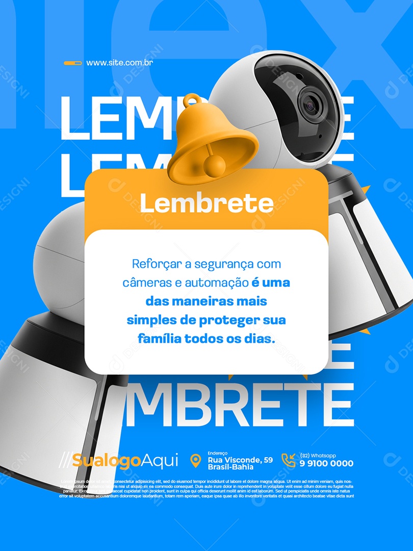 Automação Casa Inteligente Lembrete Reforçar a Segurança Social Media PSD Editável