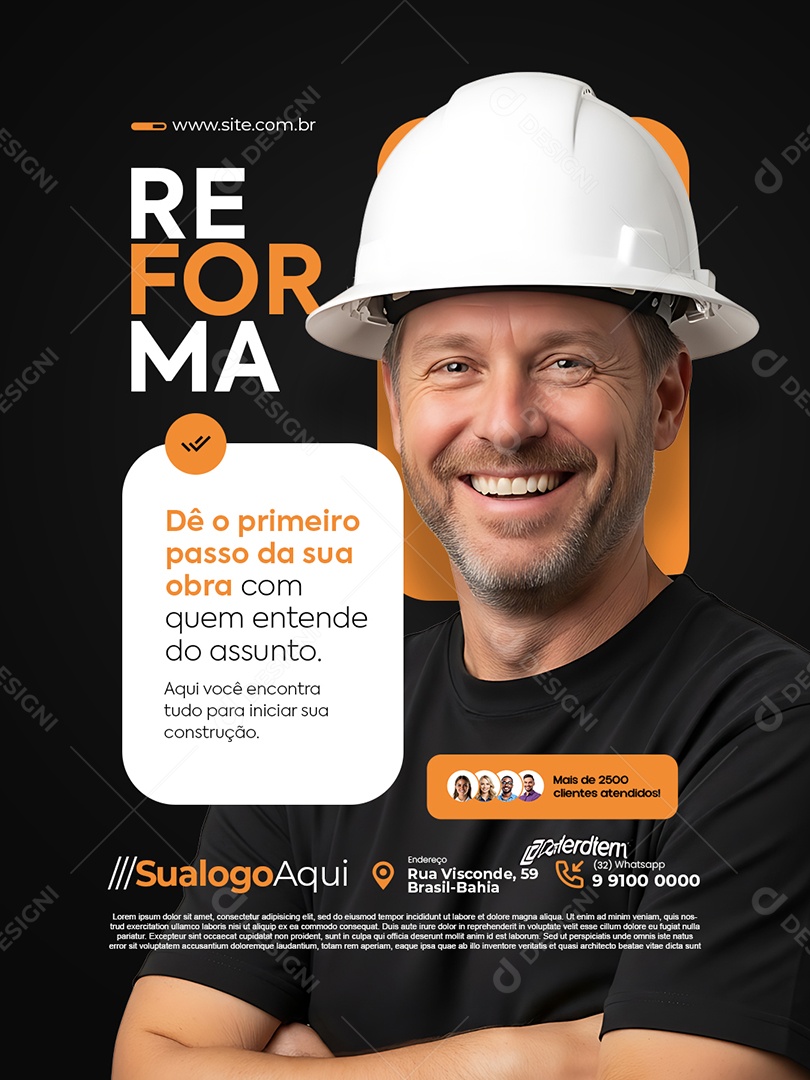 Loja de Construção Reforma Dê o Primeiro Passo da Sua Obra Social Media PSD Editável