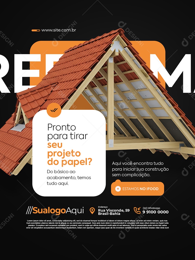 Loja de Construção Reforma Pronto para Tirar Seu Projeto do Papel Social Media PSD Editável