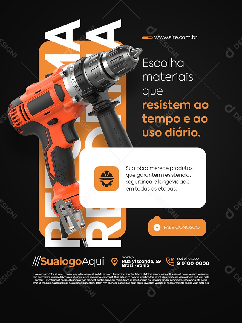 Loja de Construção Escolha Materiais Que Resistem ao Tempo Social Media PSD Editável