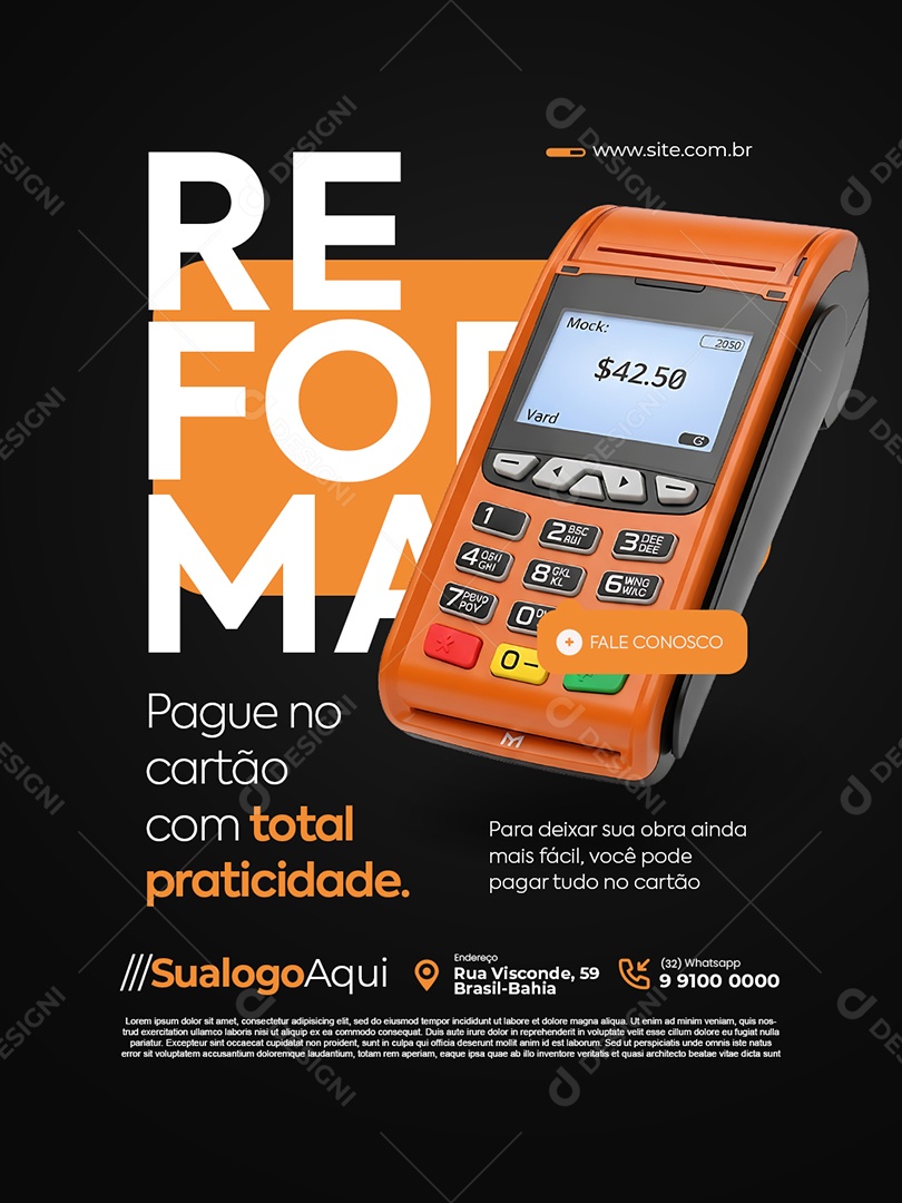 Loja de Construção Reforma Pague no Cartão Social Media PSD Editável