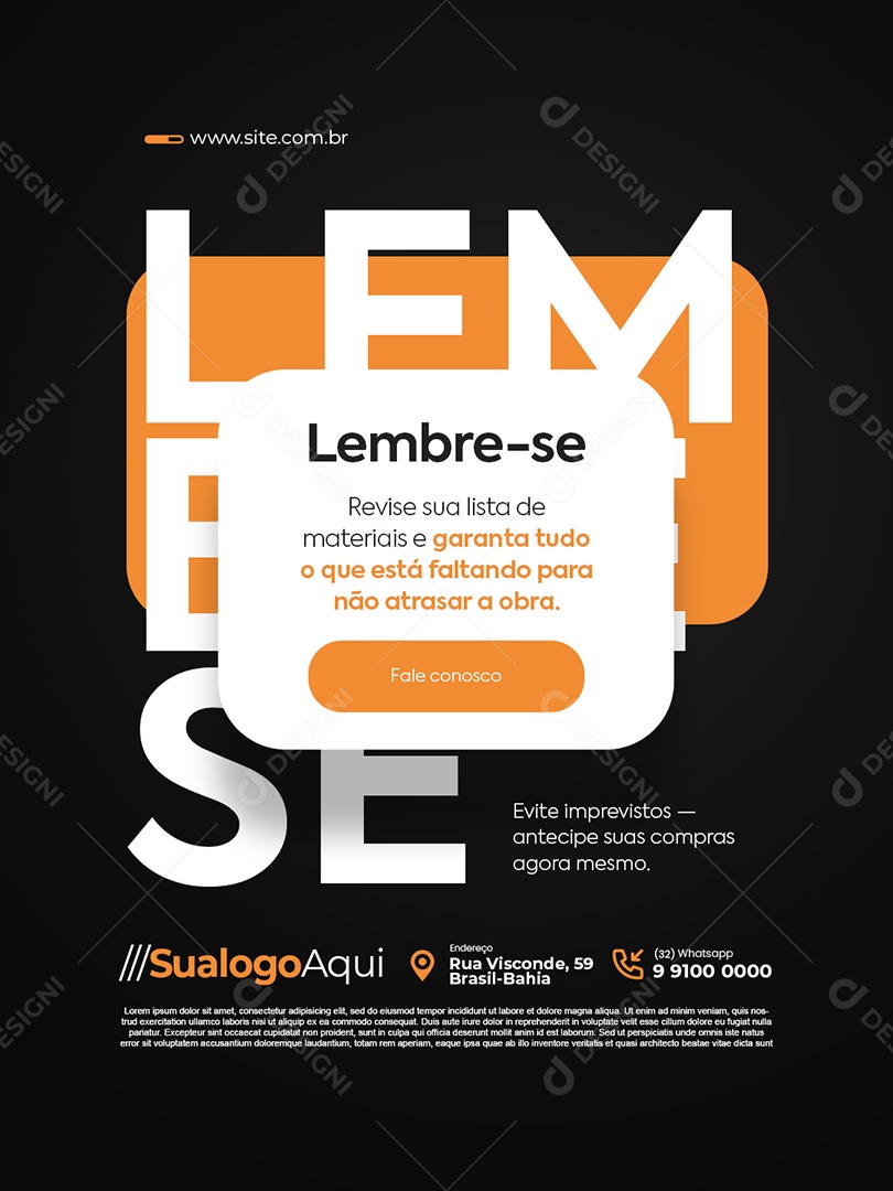 Loja de Construção Lembrete Revise Sua Lista Social Media PSD Editável