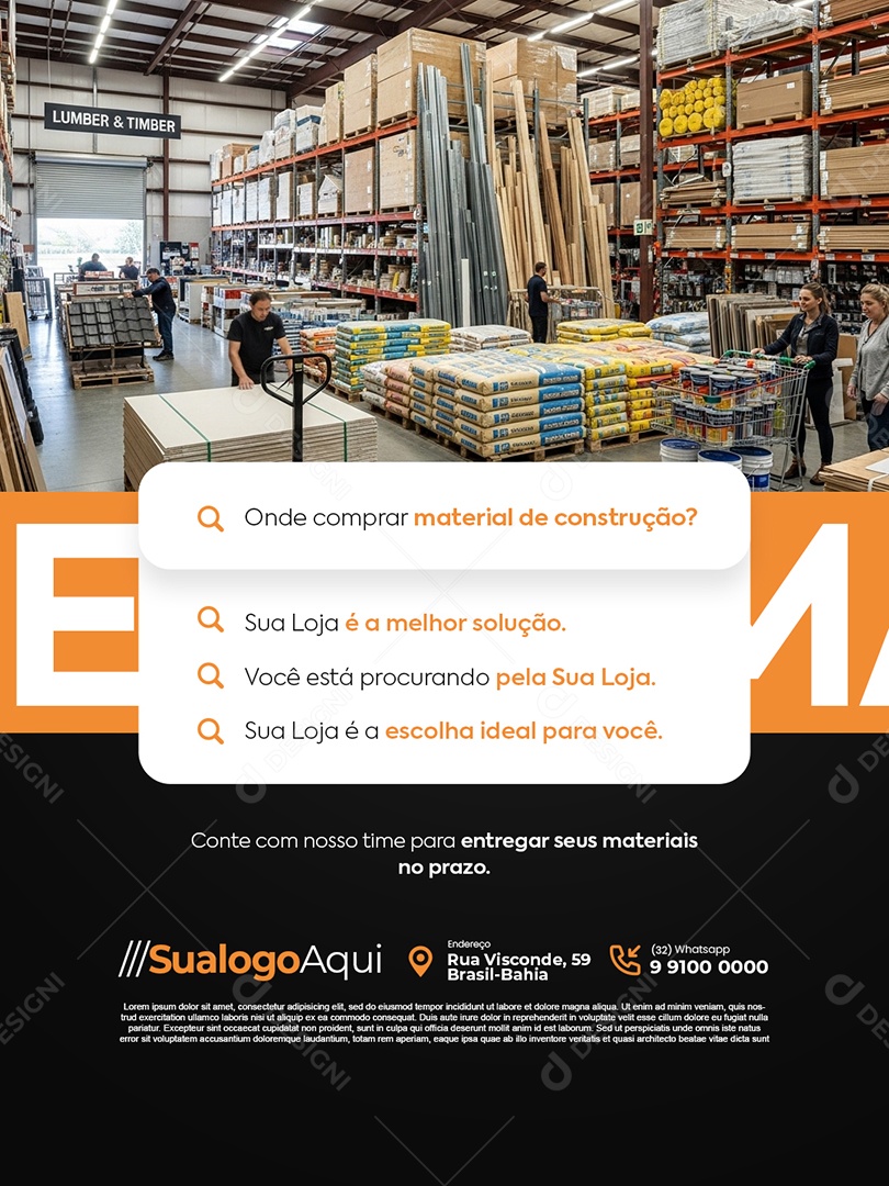 Loja de Construção Onde Comprar Material de Construção Social Media PSD Editável