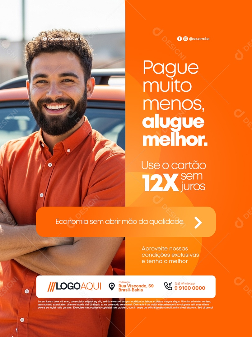 Locação de Carros Pague Muito Menos Alugue Melhor Social Media PSD Editável