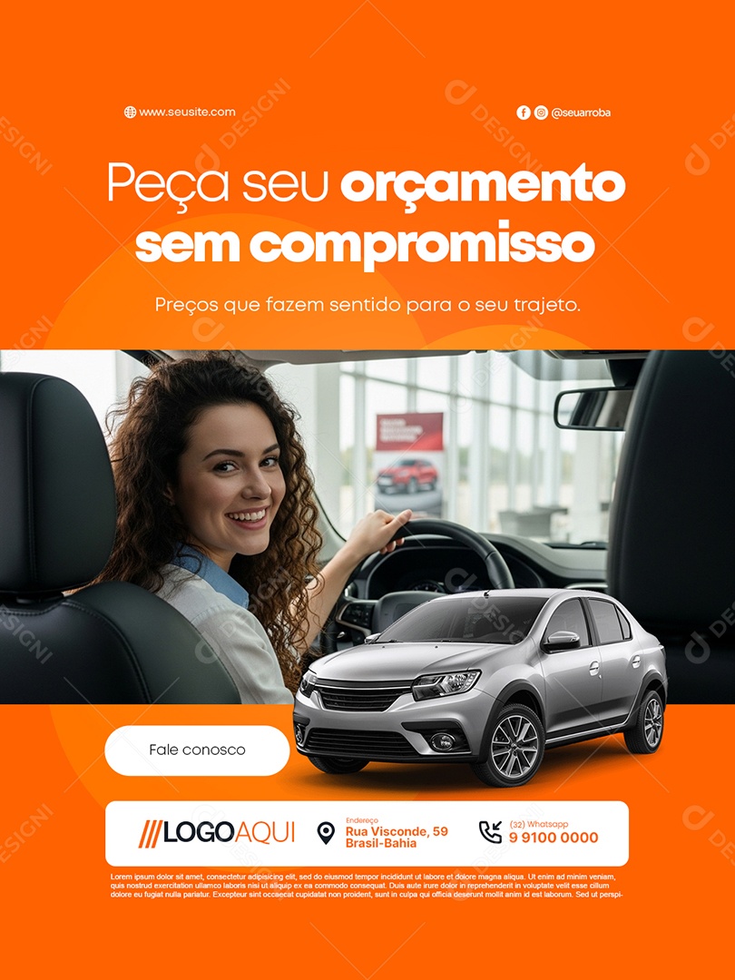 Locação de Carros Peça Seu Orçamento Sem Compromisso Social Media PSD Editável
